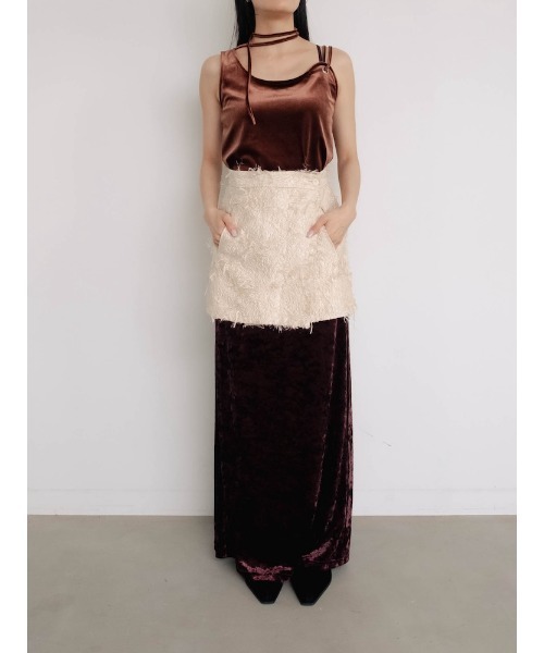 sahara(サハラ)の「Cut Jacquard Apron(スカート・レディース・アイボリー/ブラック・FREE)」の5枚目の写真