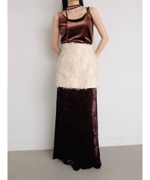 sahara(サハラ)の「Cut Jacquard Apron(スカート・レディース・アイボリー/ブラック・FREE)」の6枚目の写真