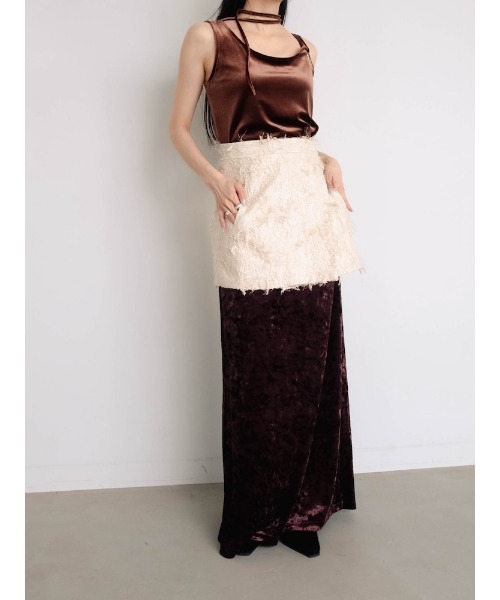 sahara(サハラ)の「Cut Jacquard Apron(スカート・レディース・アイボリー/ブラック・FREE)」の7枚目の写真