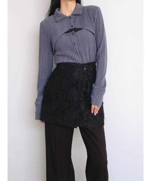 sahara(サハラ)の「Cut Jacquard Apron(スカート・レディース・アイボリー/ブラック・FREE)」の19枚目の写真