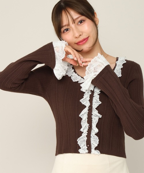 Heather(ヘザー)の「レーストリムニットカーディガン 1063912(カーディガン/ボレロ・レディース・ピンク/アイボリー/ブラウン・FREE)」の18枚目の写真