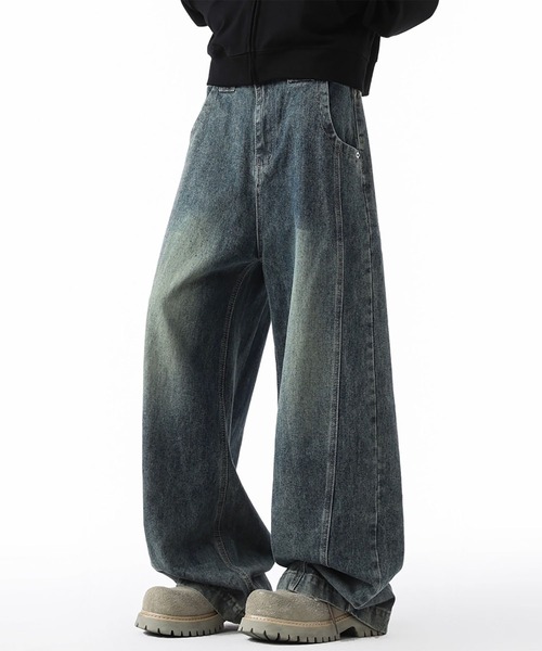 WESTBOY(ウエストボーイ)の「Y2K ヴィンテージウォッシュ カーブシーム ワイドデニムパンツ WO26W7PT09(デニムパンツ・メンズ・ブルー・L/M/XL)」の3枚目の写真