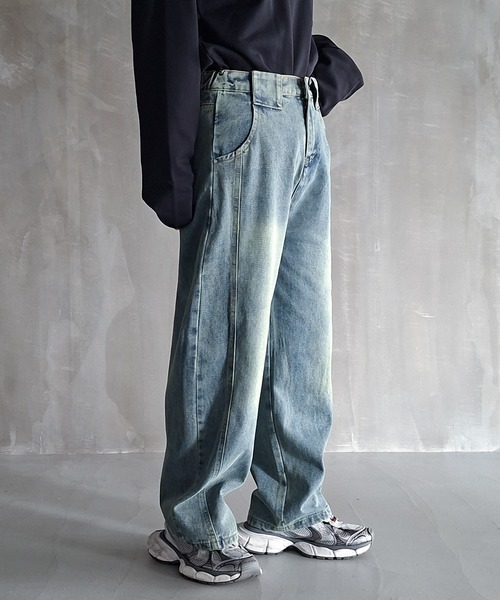 WESTBOY(ウエストボーイ)の「Y2K ヴィンテージウォッシュ カーブシーム ワイドデニムパンツ WO26W7PT09(デニムパンツ・メンズ・ブルー・L/M/XL)」の7枚目の写真