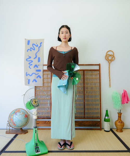 PAMM(パム)の「日々のラップスカート(スカート・レディース・アイボリー系/ミント/グリーン系・フリー)」の10枚目の写真