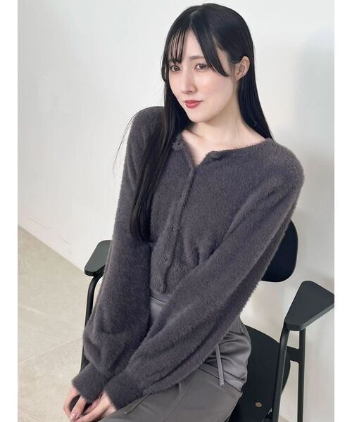 MERCURYDUO（マーキュリーデュオ）の「ミニシャギーコンパクトカーディガン（カーディガン/ボレロ・レディース・チャコールグレー/アイボリー/ライトブルー/ベビーピンク・FREE）」の2枚目の写真