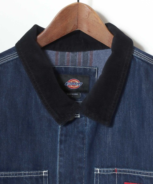 Dickies(ディッキーズ)の「Dickies/ディッキーズ Linned Denim Cover All Jacket/オーバーサイズ デニム 裏ブランケット 襟コーデュロイ カバーオールジャケット/ハンティングジャケット/ワークジャケット/ブルゾン/レディース メンズ(デニムジャケット・メンズ・インディゴブルー・L/M/XL)」の4枚目の写真