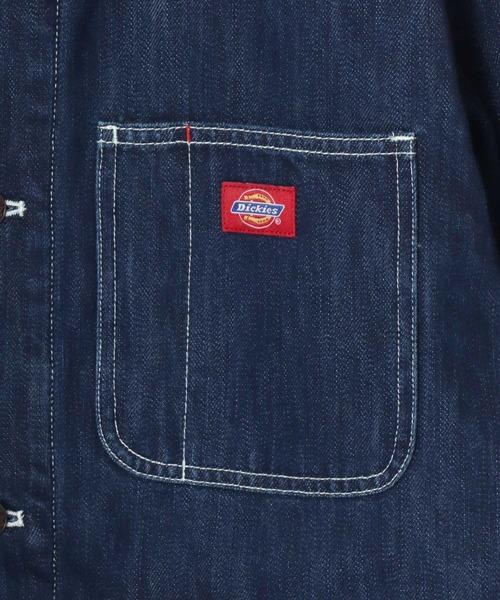 Dickies(ディッキーズ)の「Dickies/ディッキーズ Linned Denim Cover All Jacket/オーバーサイズ デニム 裏ブランケット 襟コーデュロイ カバーオールジャケット/ハンティングジャケット/ワークジャケット/ブルゾン/レディース メンズ(デニムジャケット・メンズ・インディゴブルー・L/M/XL)」の6枚目の写真