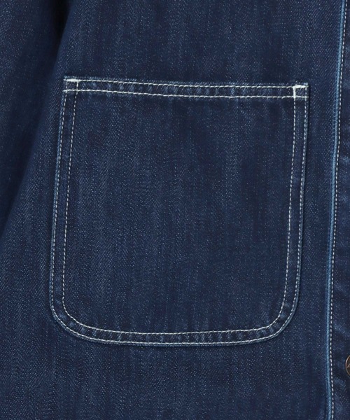 Dickies(ディッキーズ)の「Dickies/ディッキーズ Linned Denim Cover All Jacket/オーバーサイズ デニム 裏ブランケット 襟コーデュロイ カバーオールジャケット/ハンティングジャケット/ワークジャケット/ブルゾン/レディース メンズ(デニムジャケット・メンズ・インディゴブルー・L/M/XL)」の8枚目の写真