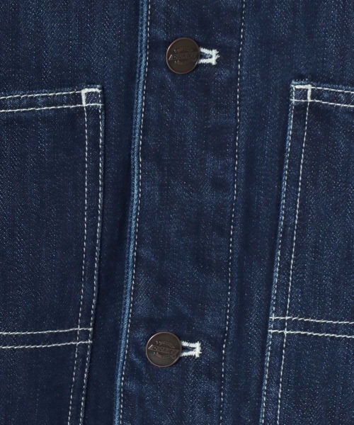 Dickies(ディッキーズ)の「Dickies/ディッキーズ Linned Denim Cover All Jacket/オーバーサイズ デニム 裏ブランケット 襟コーデュロイ カバーオールジャケット/ハンティングジャケット/ワークジャケット/ブルゾン/レディース メンズ(デニムジャケット・メンズ・インディゴブルー・L/M/XL)」の9枚目の写真
