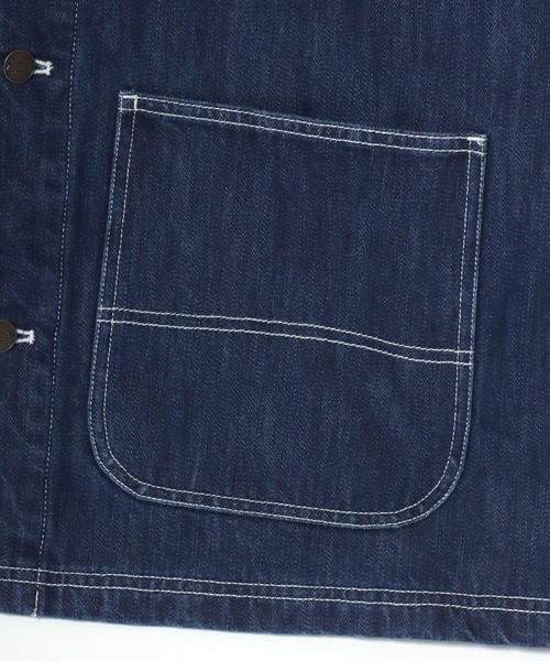 Dickies(ディッキーズ)の「Dickies/ディッキーズ Linned Denim Cover All Jacket/オーバーサイズ デニム 裏ブランケット 襟コーデュロイ カバーオールジャケット/ハンティングジャケット/ワークジャケット/ブルゾン/レディース メンズ(デニムジャケット・メンズ・インディゴブルー・L/M/XL)」の10枚目の写真