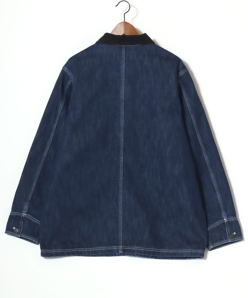 Dickies(ディッキーズ)の「Dickies/ディッキーズ Linned Denim Cover All Jacket/オーバーサイズ デニム 裏ブランケット 襟コーデュロイ カバーオールジャケット/ハンティングジャケット/ワークジャケット/ブルゾン/レディース メンズ(デニムジャケット・メンズ・インディゴブルー・L/M/XL)」の3枚目の写真
