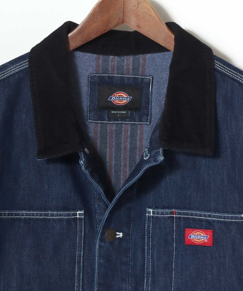 Dickies(ディッキーズ)の「Dickies/ディッキーズ Linned Denim Cover All Jacket/オーバーサイズ デニム 裏ブランケット 襟コーデュロイ カバーオールジャケット/ハンティングジャケット/ワークジャケット/ブルゾン/レディース メンズ(デニムジャケット・メンズ・インディゴブルー・L/M/XL)」の5枚目の写真