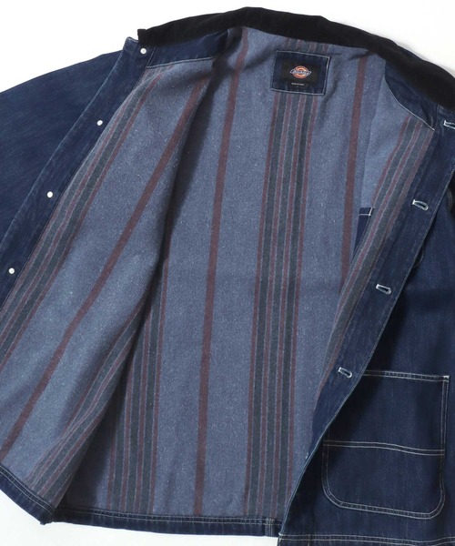 Dickies(ディッキーズ)の「Dickies/ディッキーズ Linned Denim Cover All Jacket/オーバーサイズ デニム 裏ブランケット 襟コーデュロイ カバーオールジャケット/ハンティングジャケット/ワークジャケット/ブルゾン/レディース メンズ(デニムジャケット・メンズ・インディゴブルー・L/M/XL)」の14枚目の写真