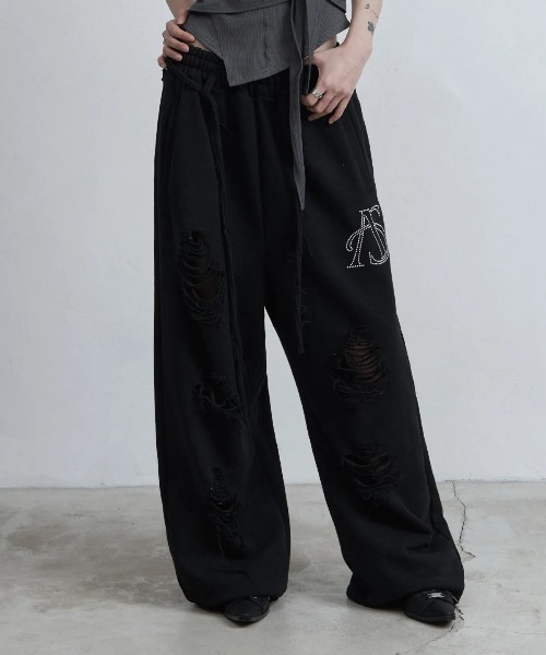 as you are（アズユーアー）の「◇ASYOUARE◇ブランド直輸入正規品/ベルト付きダメージスウェットパンツ Belted Distressed Sweatpants（スウェットパンツ・レディース・グレー/ブラック・M）」の3枚目の写真