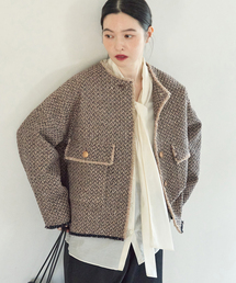 journal standard L'essage | GIOLICA ツイード D/Sジャケット(ノーカラージャケット)