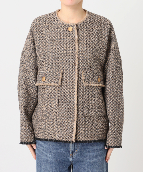 journal standard L'essage(ジャーナルスタンダードレサージュ)の「GIOLICA ツイード D/Sジャケット(ノーカラージャケット・レディース・ナチュラル・FREE)」の8枚目の写真