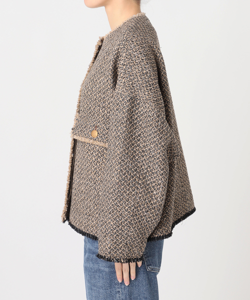journal standard L'essage(ジャーナルスタンダードレサージュ)の「GIOLICA ツイード D/Sジャケット(ノーカラージャケット・レディース・ナチュラル・FREE)」の9枚目の写真