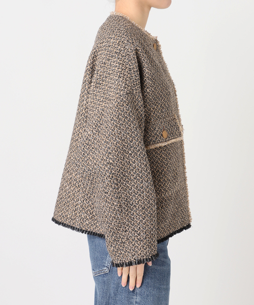 journal standard L'essage(ジャーナルスタンダードレサージュ)の「GIOLICA ツイード D/Sジャケット(ノーカラージャケット・レディース・ナチュラル・FREE)」の11枚目の写真