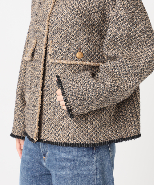 journal standard L'essage(ジャーナルスタンダードレサージュ)の「GIOLICA ツイード D/Sジャケット(ノーカラージャケット・レディース・ナチュラル・FREE)」の13枚目の写真