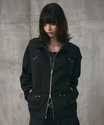 プリーツ リベット ショート ダブルジップブルゾン ユニセックス