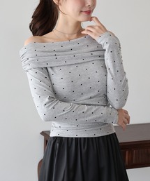 《4色展開》 ドットオフショルダーカットソー