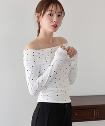 《4色展開》 ドットオフショルダーカットソー