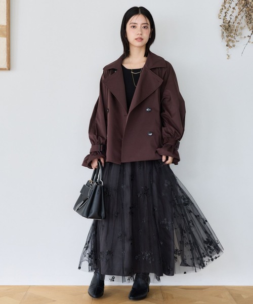 mysty woman(ミスティウーマン)の「チュール刺繍ニットワンピース5分袖 1081512(ワンピース・レディース・グレイッシュブルー/ブラック/アイボリー・FREE)」の12枚目の写真