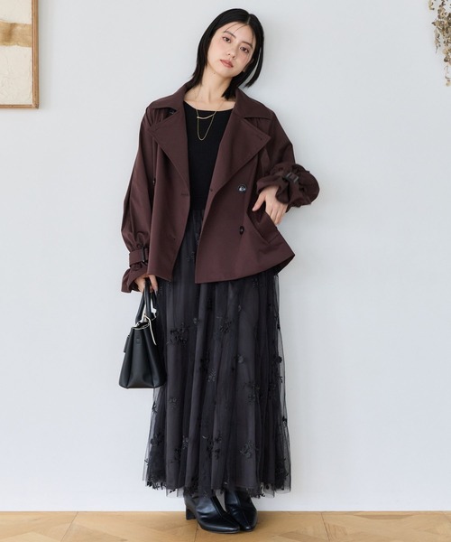 mysty woman(ミスティウーマン)の「チュール刺繍ニットワンピース5分袖 1081512(ワンピース・レディース・グレイッシュブルー/ブラック/アイボリー・FREE)」の14枚目の写真