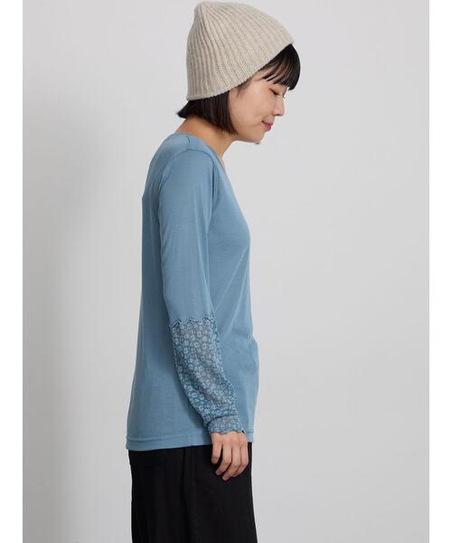 Samansa Mos2(サマンサ モスモス)の「袖レース切り替えシアーカットソー(Tシャツ/カットソー・レディース・ブラック/ブルー/ブラウン/キナリ・F)」の15枚目の写真