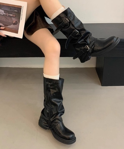 SHEPP(シープ)の「【26年秋冬新作】バックルデザイン ルーズシルエット ミドルブーツ(ブーツ・レディース・ブラック/ブラウン・L/M)」の14枚目の写真