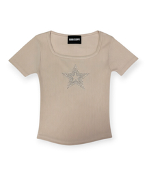 Crystal Star Square Neck Tee (Pink)