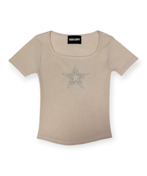 BORN SLIPPY(ボーンスリッピー)の「Crystal Star Square Neck Tee (Pink)(Tシャツ/カットソー・レディース・その他・FREE)」の1枚目の写真