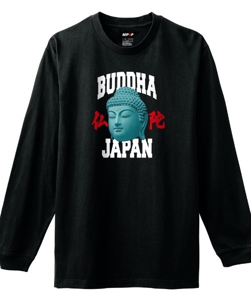 NIPOP(ニポップ)の「NIPOP(ニポップ) 長袖Tシャツ 仏陀 イラスト 和 プリント インバウンド お土産 ロンT トップス メンズ ユニセックス(Tシャツ/カットソー・メンズ・ホワイト/ヘザーグレー/ブラック・XL/L/M)」の1枚目の写真