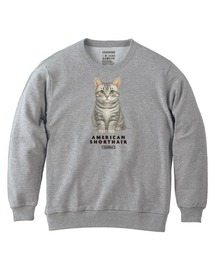 Moftique(モフティック) トレーナー スウェット 裏毛 アメリカンショートヘア キャット ペット アニマル プリント トップス メンズ ユニセックス