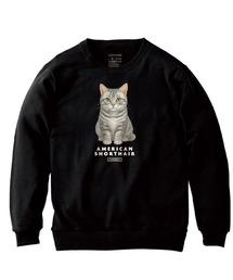 Moftique(モフティック) トレーナー スウェット 裏毛 アメリカンショートヘア キャット ペット アニマル プリント トップス メンズ ユニセックス