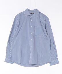 *シャツ 長袖 メンズ ストレッチ 綿混 ワイドカラー ややゆったり ストライプ