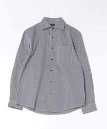 ＊シャツ 長袖 メンズ ストレッチ 綿混 ワイドカラー ややゆったり ストライプ