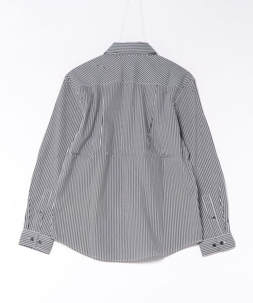 m.f.editorial（エムエフエディトリアル）の「＊シャツ 長袖 メンズ ストレッチ 綿混 ワイドカラー ややゆったり ストライプ（シャツ/ブラウス・メンズ・ブラック/ブルー・MEDIUM/LARGE）」の3枚目の写真