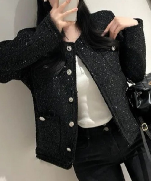 AMAJI（アマジ）の「ツイードジャケット（その他アウター・レディース・ブラック/ホワイト・MEDIUM/SMALL）」の3枚目の写真