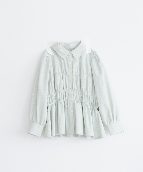 LOWRYS FARM(ローリーズファーム)の「コタットシャーリングシャツ 1063354(シャツ/ブラウス・キッズ・ゴールド/ライトブルー/グリーン系その他・130cm/120cm/140cm/110cm/150cm)」の2枚目の写真