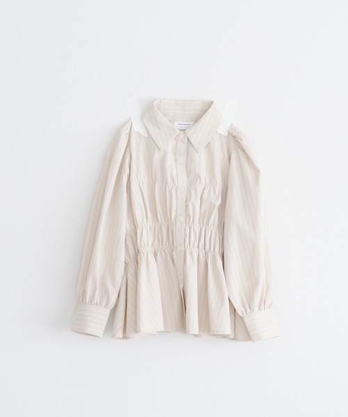 LOWRYS FARM(ローリーズファーム)の「コタットシャーリングシャツ 1063354(シャツ/ブラウス・キッズ・ゴールド/ライトブルー/グリーン系その他・130cm/120cm/140cm/110cm/150cm)」の1枚目の写真