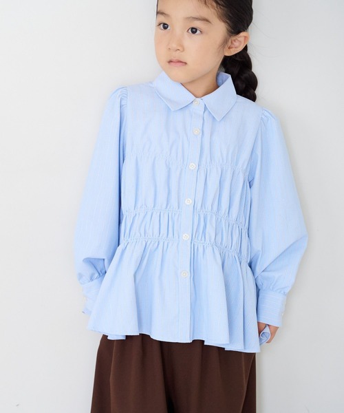 LOWRYS FARM(ローリーズファーム)の「コタットシャーリングシャツ 1063354(シャツ/ブラウス・キッズ・ゴールド/ライトブルー/グリーン系その他・130cm/120cm/140cm/110cm/150cm)」の10枚目の写真