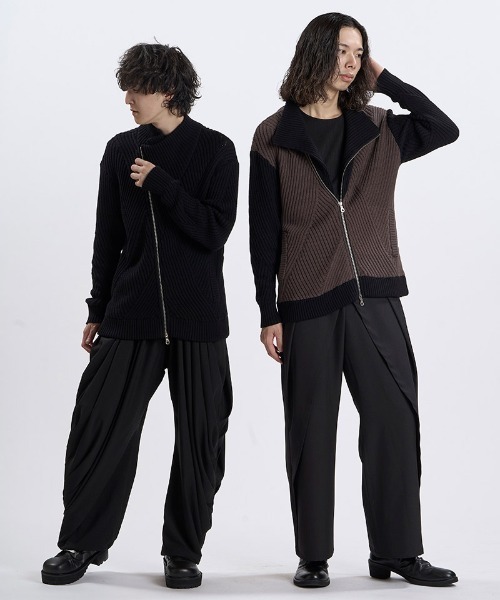 NO ID.(ノーアイディ)の「mn3309- ハイネックライダースニットZIP-CD ジップカーディガン(459010-598K)(カーディガン/ボレロ・メンズ・グレー/ブラック/ブラック×グレー・ONE SIZE)」の14枚目の写真