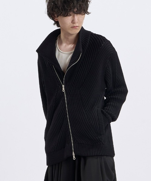 NO ID.(ノーアイディ)の「mn3309- ハイネックライダースニットZIP-CD ジップカーディガン(459010-598K)(カーディガン/ボレロ・メンズ・グレー/ブラック/ブラック×グレー・ONE SIZE)」の21枚目の写真