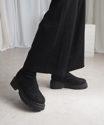美脚見え叶う 厚底ストレッチショートブーツ
