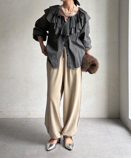 DouDou(ドゥドゥ)の「【WEB限定】フリースパンツ(その他パンツ・レディース・ホワイト系その他/グレイッシュベージュ・FREE)」の13枚目の写真