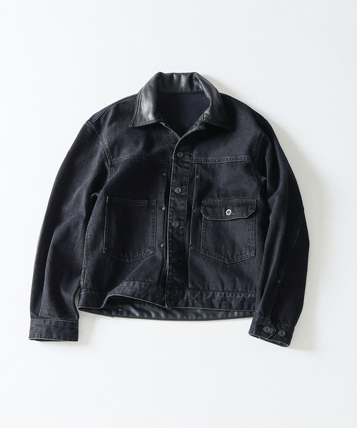 B.C STOCK(ベーセーストック)の「DENIM TRUCKER JKT(デニムジャケット・メンズ・ブラック/ブルー系その他・LARGE/MEDIUM)」の1枚目の写真