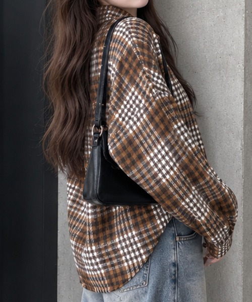 GLAMOROUS JANE(グラマラスジェーン)の「オーバーサイズチェックシャツ(シャツ/ブラウス・レディース・ピンク/ブルー/ネイビー/ブラック/レッド/ブラウン・FREE)」の14枚目の写真