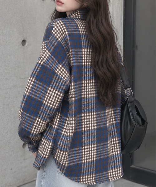 GLAMOROUS JANE(グラマラスジェーン)の「オーバーサイズチェックシャツ(シャツ/ブラウス・レディース・ピンク/ブルー/ネイビー/ブラック/レッド/ブラウン・FREE)」の21枚目の写真