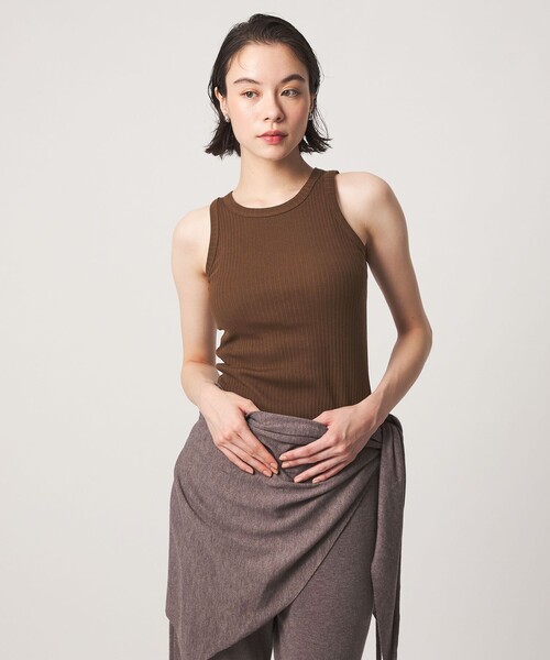 john masters UNITED ARROWS（ジョンマスターユナイテッドアローズ）の「＜john masters UNITED ARROWS＞ファブリックコスメ モイスチャーリブタンクトップ（タンクトップ・レディース・ブラウン/ホワイト/ブラック・FREE）」の4枚目の写真